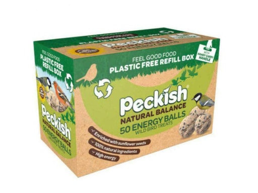 Buckton' Peckish Natural Balance Energy Balls For Birds - 50 Plastic Free Pack