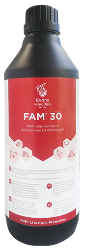 Evans Vanodine Fam 30 Disinfectant Pigeon Poultry Etc 1 Lt Replacement For V18