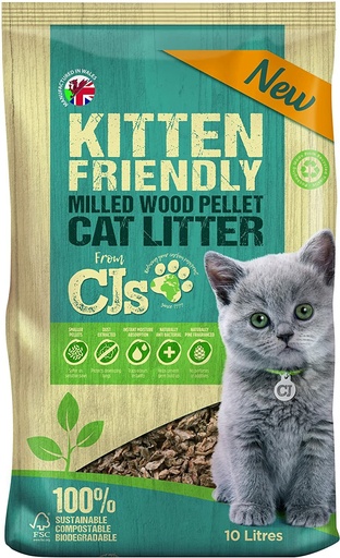Cj' Premium Kitten Litter Ultra Absorbent Wood Pellets Biodegradable -