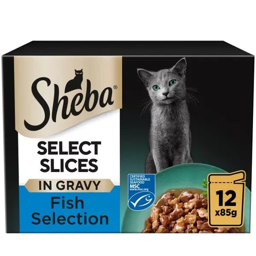 Sheba Select Slices - Fish Selection In Gravy For Cats 12 X Pouches