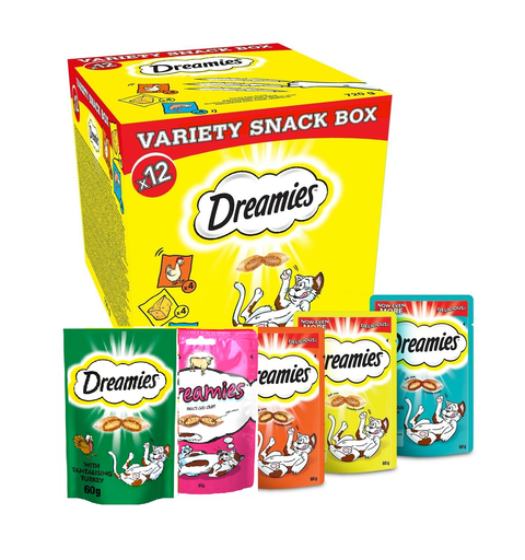 Dreamies Cat Treats Mixed Variety - Chicken Cheese Turkey Salmon & Beef
