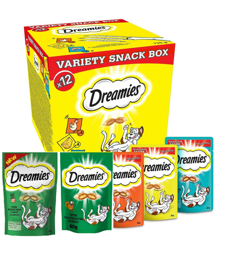 Dreamies Cat Treats Mixed Variety - Chicken Cheese Salmon Turkey & Catnip