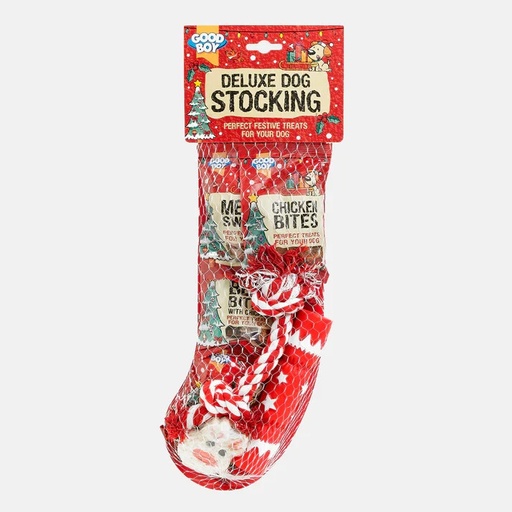 Good Boy Dog Treat Deluxe Stockings Perfect Christmas Treats For Dogs & Toy