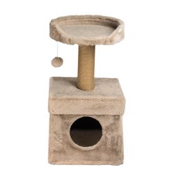 Dubex Short Plush Platform & House Cat Scratcher Beige