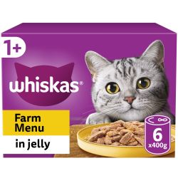 Whiskas Farm Menu Adult Wet Cat Food in Jelly Tin 6 Pack