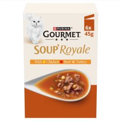 GOURMET Soup Royale Chicken, Beef, Turkey Wet Cat Food Pouch 6pk