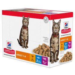 HILL'S SCIENCE PLAN Adult Wet Cat Food Multipack Chicken, Beef & Ocean Fish Flavour