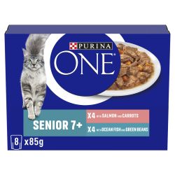 Purina One 7+ Senior Cat Salmon & Fish 8pk