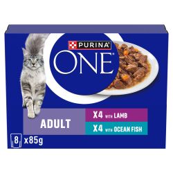 PURINA ONE Pouches Mini Fillets Ocean Fish & Lamb 8pk