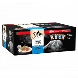 Sheba Fine Flakes Cat Pouches Fish Collection in Jelly 80 Pack