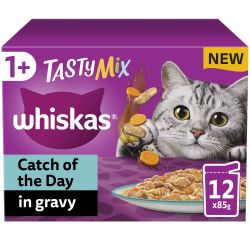 Whiskas 1+ Catch of the Day Mix Adult Wet Cat Food Pouches in Gravy 12 Pack