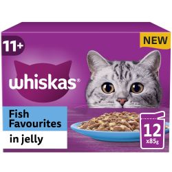 Whiskas 11+ Fish Favourites Senior Wet Cat Food Pouches in Jelly 12 Pack