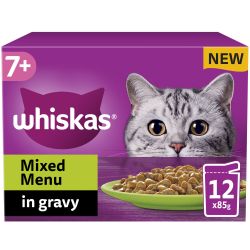 Whiskas 7+ Mixed Menu Senior Wet Cat Food Pouches in Gravy 12 Pack