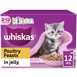 Whiskas Kitten Poultry Feasts Wet Cat Food Pouches in Jelly 12 Pack