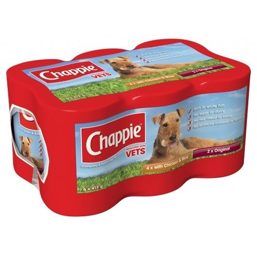 Chappie Adult Wet Dog Food Tins Favourites Original & Chicken & Rice X 6