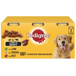 Pedigree Adult Wet Dog Food Tins Mixed in Gravy 6 Pack