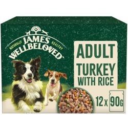 James Wellbeloved Adult Wet Dog Food Turkey & Rice Mega Pack Pouch 12 Pack