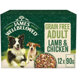 James Wellbeloved Grain Free Adult Wet Dog Food Lamb & Chicken Pouch 12 Pack