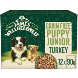 James Wellbeloved Grain Free Puppy Wet Dog Food Turkey Gravy Pouch 12 Pack
