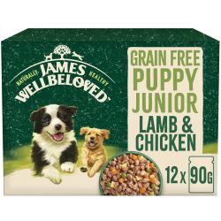 James Wellbeloved Grain Free Puppy Wet Food Lamb,Chicken Gravy Pouch 12 Pack