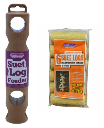 [UNI088] Unipet Suet To Go Log Feeder Starter Pack (Log Feeder & 6 Mealworm Logs) Bundle