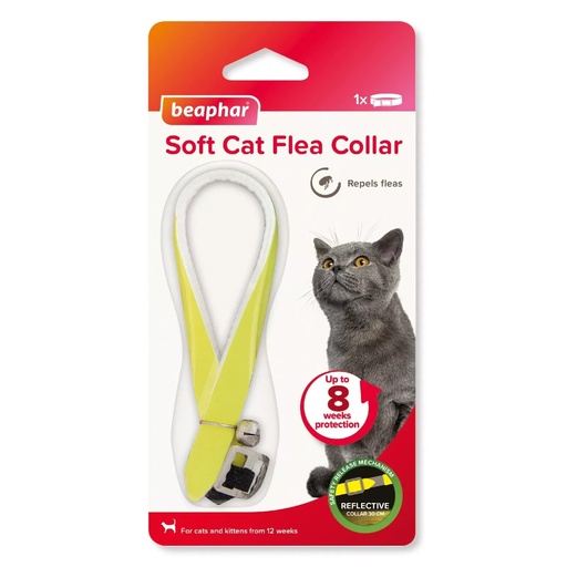 [1000386] Beaphar Soft Cat Flea Collar - Reflective Yellow - Repels Flea & Ticks Relief